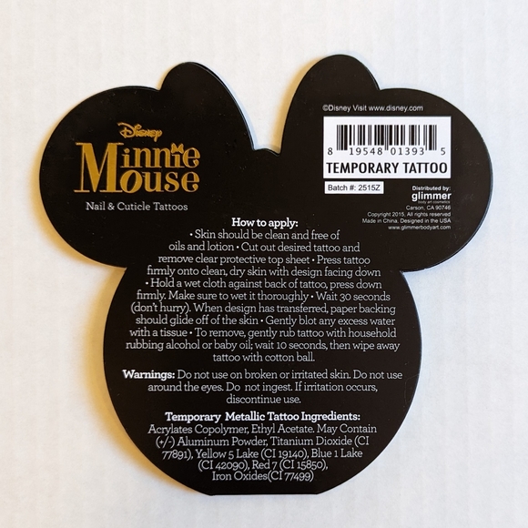 Disney Tattoo Junkee Minnie Mouse Nail and Cuticle Tattoos - Picture 2 of 3